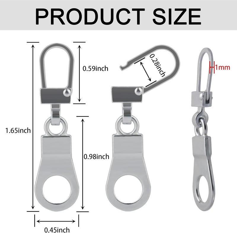 FENGWANGLI Zipper Pull Replacement for Small Holes, 10 Pieces Detachable Thin Zipper Replacement Slider for Luggage Jackets Backpacks Boots Purse Coat Pants(Silver, Black, Gold, Gun Black) - Image 2